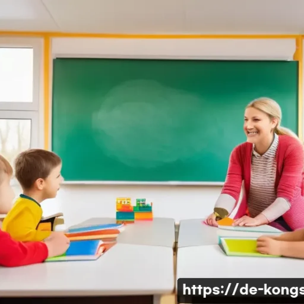 콩순이 콘텐츠와 아동 교육 - A vibrant preschool classroom scene in Germany, showing diverse children aged around 4-5 years engag...